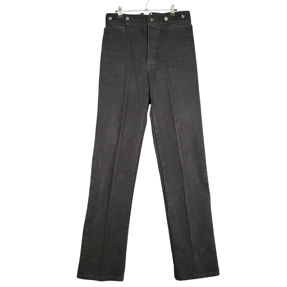 WAHMAKER Black Buckle Button Fly Western Frontier Denim Jeans USA Made SIZE 32